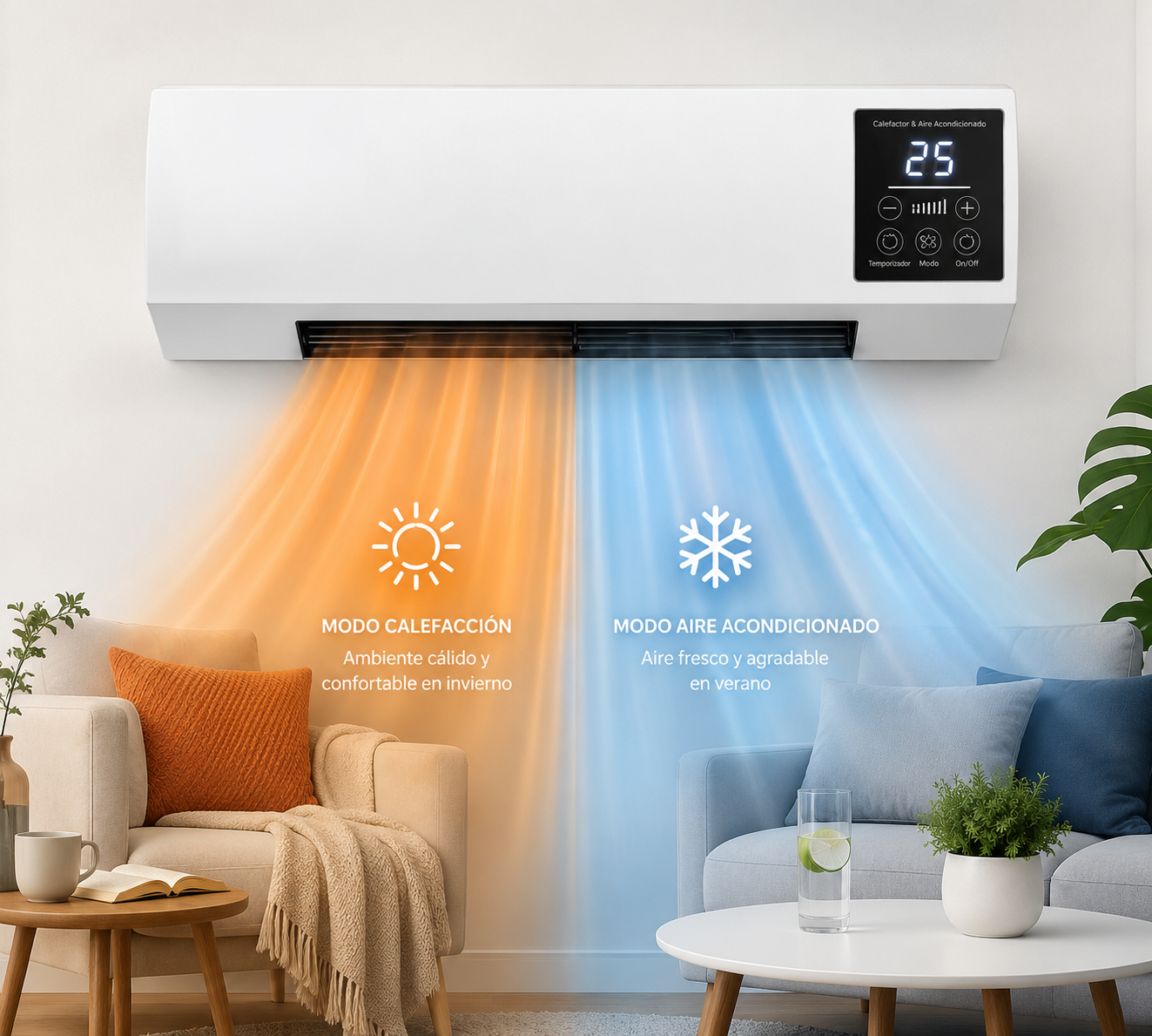 Calefactor Inteligente 2 en 1 – Calor y Frescura Todo el Año